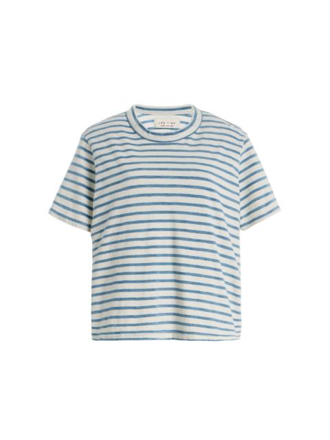 LES TIEN Jane Striped Classic T-Shirt ivory