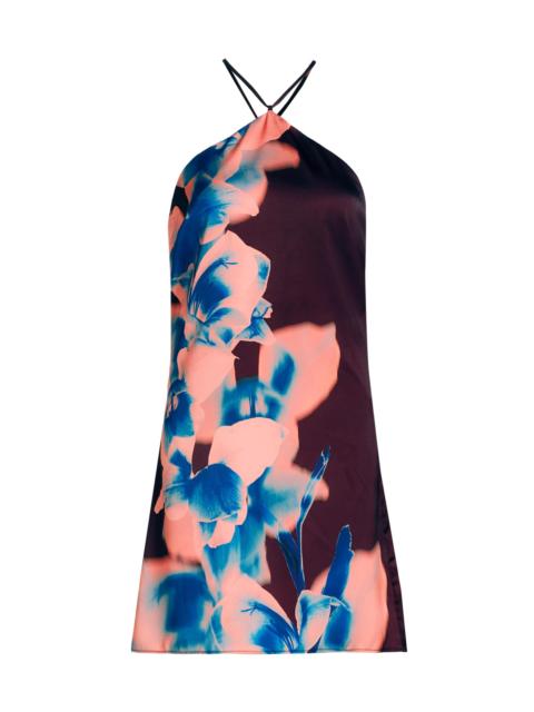 MISA Women's Avri Floral Tie Halterneck Minidress - Cerulean Orchid