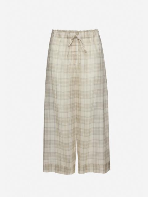 MAGDA BUTRYM Checked drawstring culotte trousers in cream