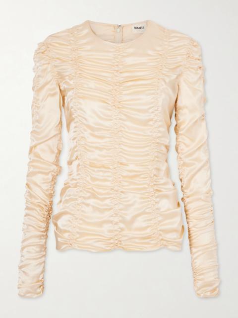 KHAITE Rory Ruched Silk Top