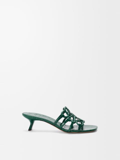 Loewe Petal Anagram slide in croc-embossed calfskin