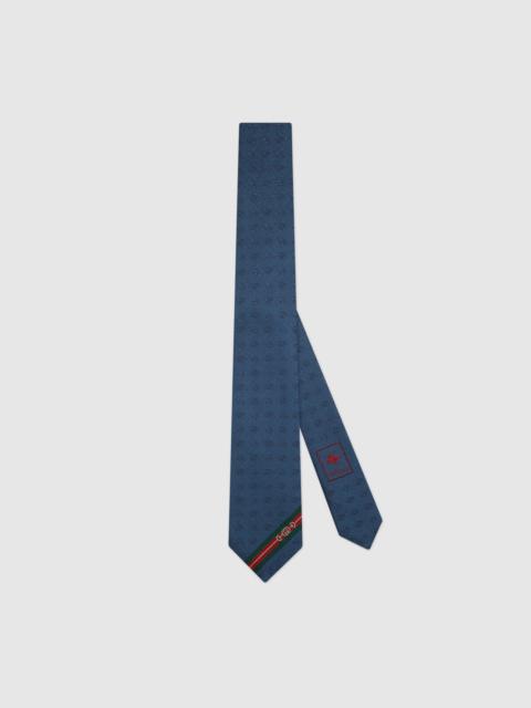 GUCCI Double G and Horsebit jacquard silk tie