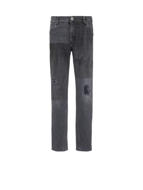 Balmain Faded denim patchwork jeans