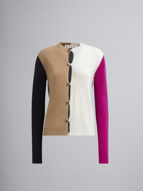 Marni COLOURBLOCK WOOL AND CASHMERE CARDIGAN