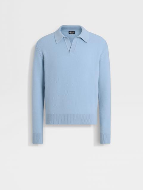 LIGHT BLUE MÉLANGE OASI CASHMERE POLO SHIRT