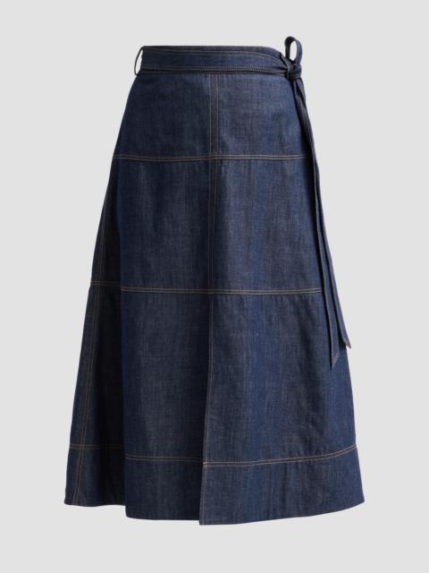 TANYA TAYLOR Women's Hudley Tie-Waist Denim Midi Skirt - Midnight Rinse