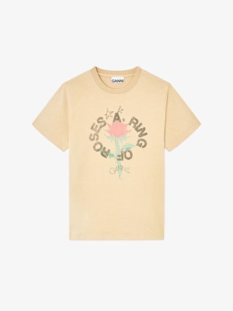 GANNI T-SHIRT WITH ROSE
