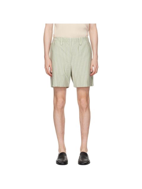 ISSEY MIYAKE Green & Beige Stripe Jersey Shorts
