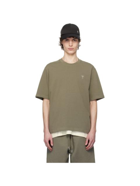 AMI Paris Taupe Cotton Tonal Ami de Coeur T-shirt