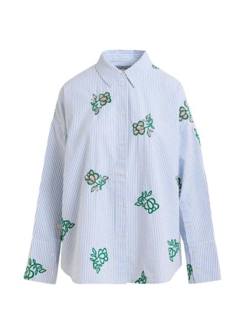 ESSENTIEL ANTWERP pinstripe floral-embroidered shirt