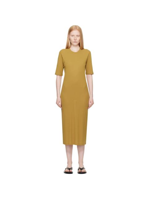 AMI Paris Khaki Cotton Short Sleeve Maxi Dress