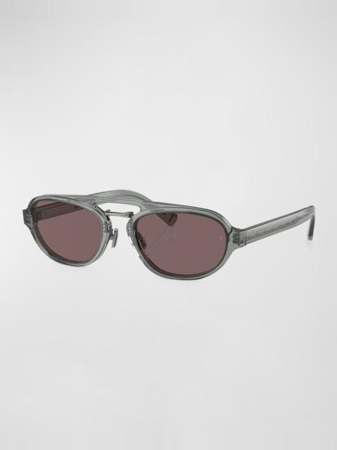 Brunello Cucinelli Men's Acetate Oval Sunglasses