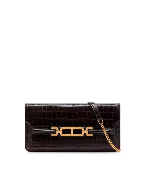 PRINTED CROC LEATHER WHITNEY E/W SHOULDER BAG