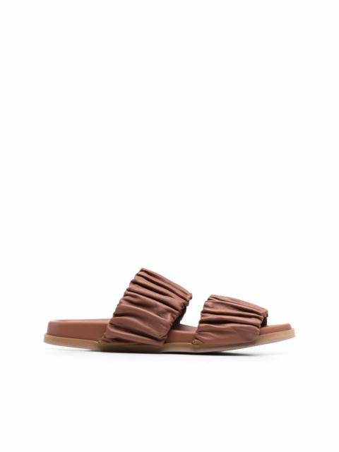 ruched leather sandals