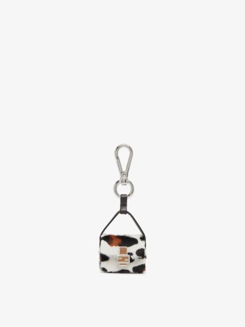 FENDI Iconic Baguette bag, Pico version. Can be hooked onto a bag using the clip at the top. Made of sheep