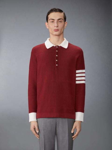 Thom Browne Merino Wool Jersey Stitch Padded 4-Bar Zip up Hoodie