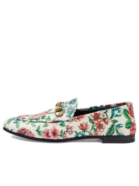 GUCCI (WMNS) Gucci Horsebit Printed Leather Loafers 'White Pink' 746392-AAB0D-8464