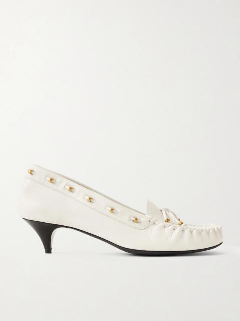 KHAITE Milly Embellished Whipstitched Textured-leather Pumps
