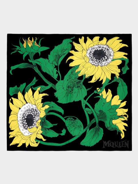 Alexander McQueen Exploded Sunflower Silk Twill Scarf