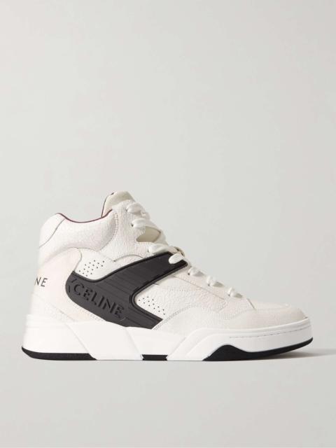 CT-06 Rubber-Trimmed Cracked-Leather High-Top Sneakers