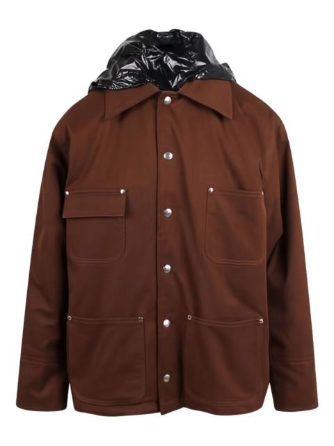 Plan C padded cargo flap-pocket hooded jacket
