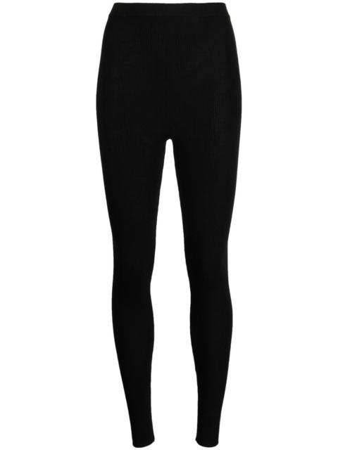 high-waist rib-knit leggings