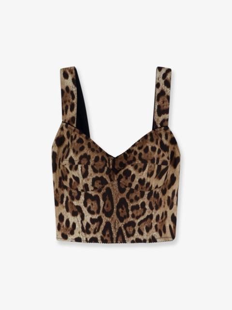Dolce & Gabbana Cotton Blend Top With Animal Print