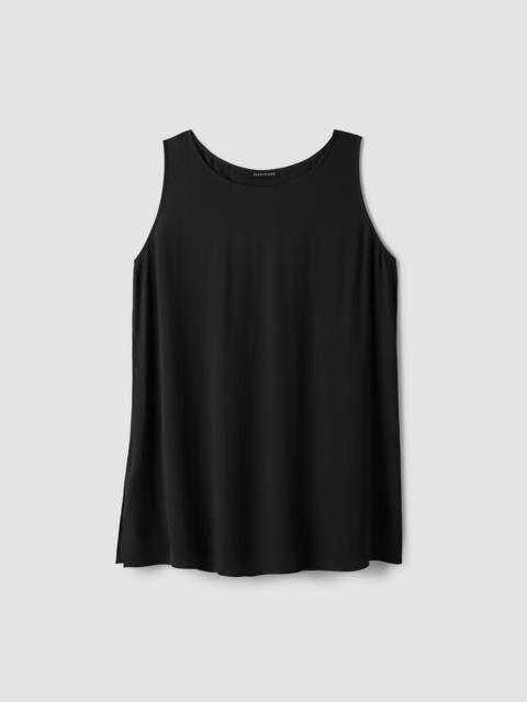 EILEEN FISHER Silk Georgette Crepe Ballet Neck Long Tank