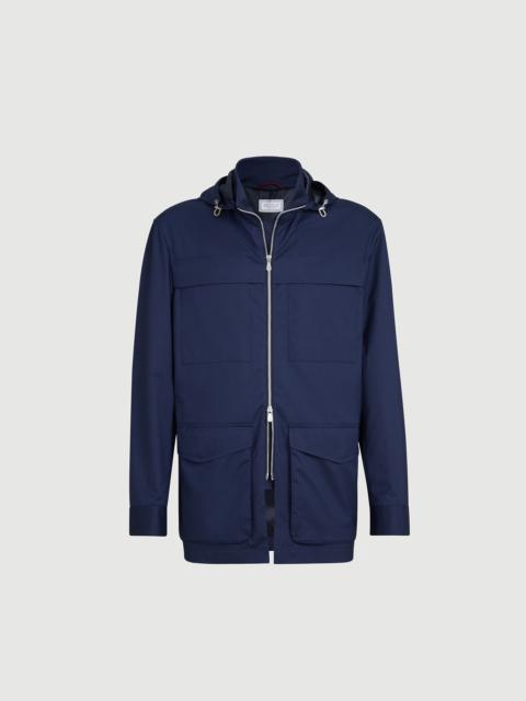 Brunello Cucinelli Bonded silk and virgin wool safari jacket with detachable hood