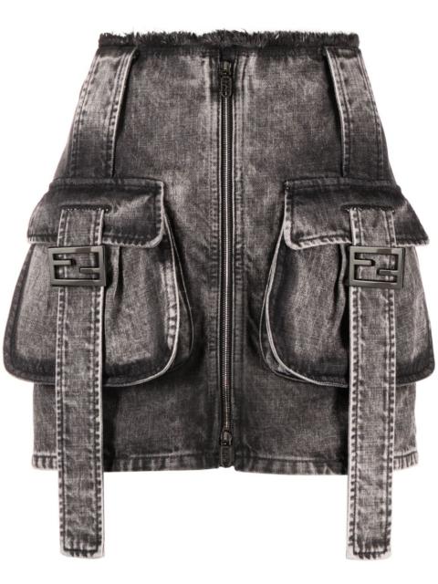 FENDI stonewashed denim cargo skirt