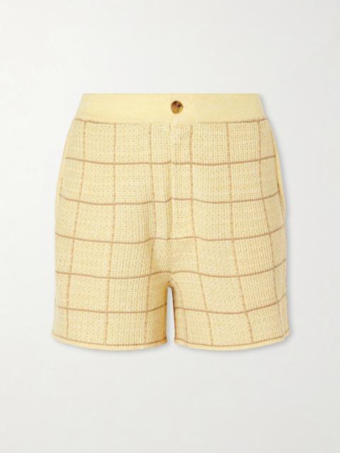 GUEST IN RESIDENCE Checked Knitted Cashmere And Linen-blend Shorts