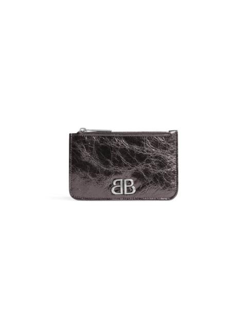 BALENCIAGA Women's Monaco Long Coin And Card Holder Metallized in Dark Grey