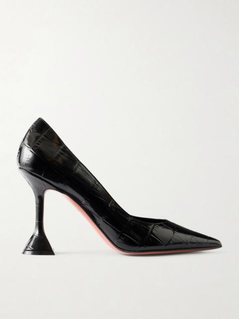 Amina Muaddi Ami 95 croc-effect leather pumps Black