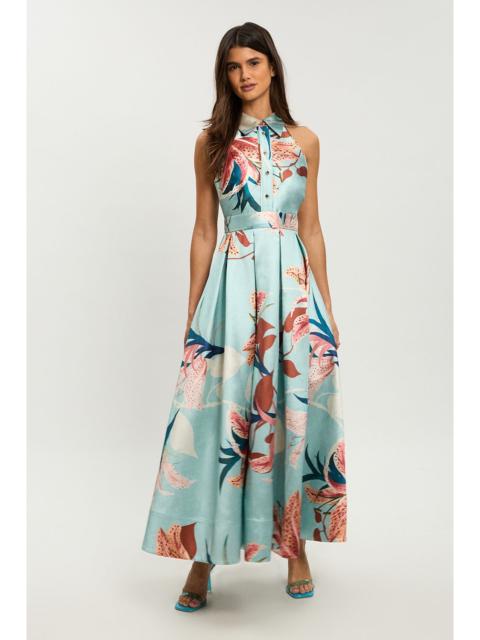KAREN MILLEN Petite Lilly Print Twill Collared Maxi Dress