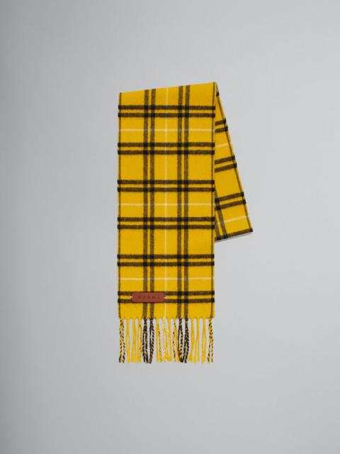 YELLOW CHECKED WOOL SCARF