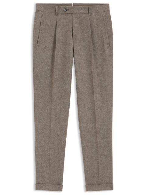 BOSS TAPERED-FIT PANTS IN HERRINGBONE VIRGIN WOOL AND CASHMERE