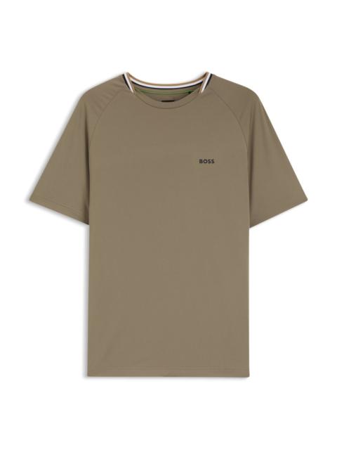 BOSS ACTIVE SLIM-FIT T-SHIRT WITH SIGNATURE-STRIPE COLLAR