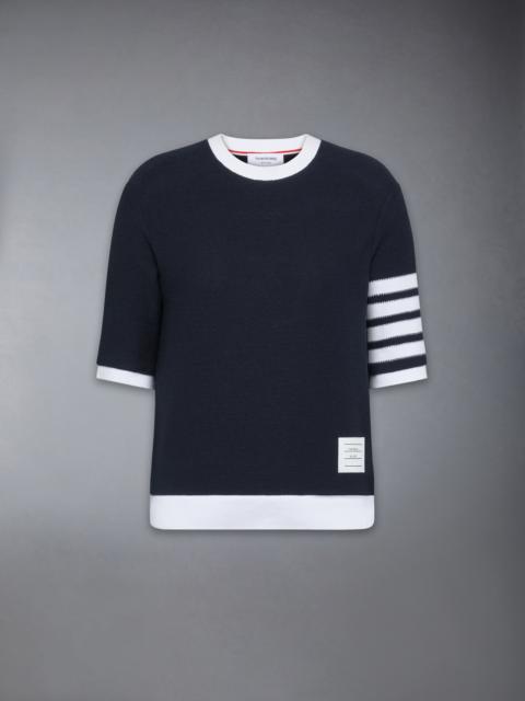 Thom Browne TEXTURED COTTON PIQUE 4-BAR TEE