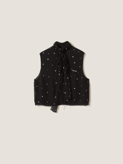 Miu Miu Embroidered chiffon top