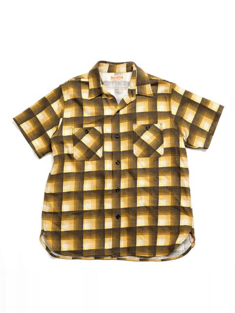 SUGAR CANE PRINT PLAID S/S WORK SHIRT - SC39517