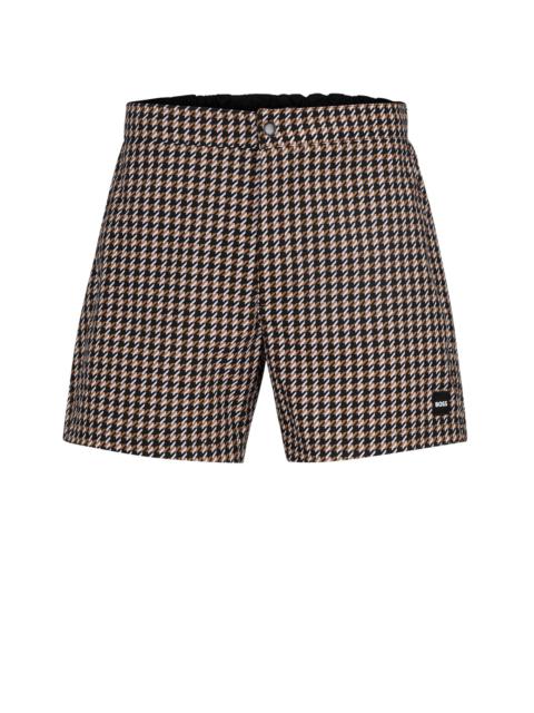 BOSS QUICK-DRYING SWIM SHORTS WITH HOUNSTOOTH PATTERN