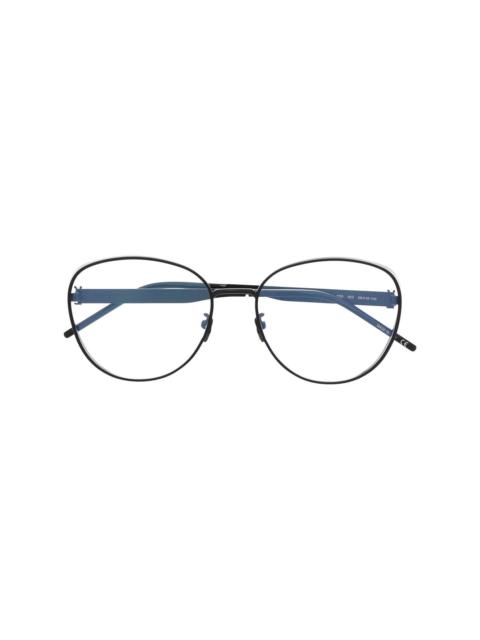 SAINT LAURENT polished-effect round-frame glasses