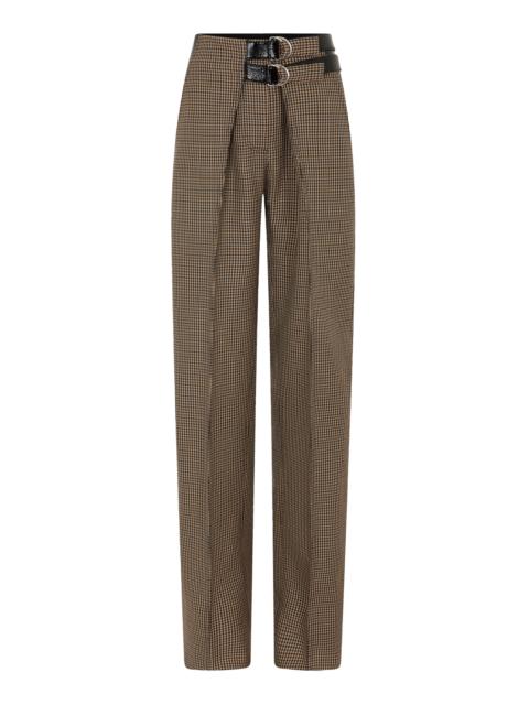 rabanne Belted Wool Straight-Leg Pants multi