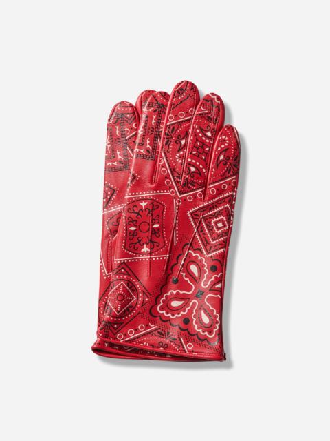 Kapital Leather Cookie Bandana Gloves Red