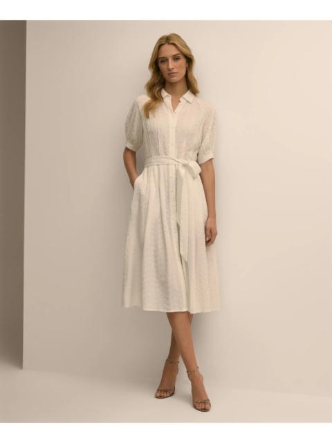 Brooks Brothers Embroidered Belted Shirt Dress
