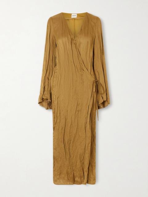 KHAITE Rommi Crinkled-voile Midi Wrap Dress