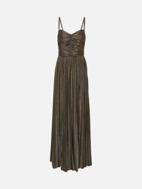 Ruched metallic gown