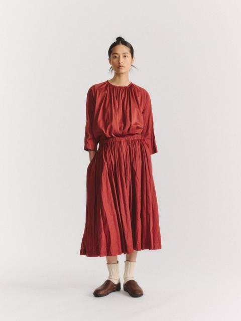 CASEY/CASEY BB PLEAT SKIRT - TWILL COT SILK - BRICK