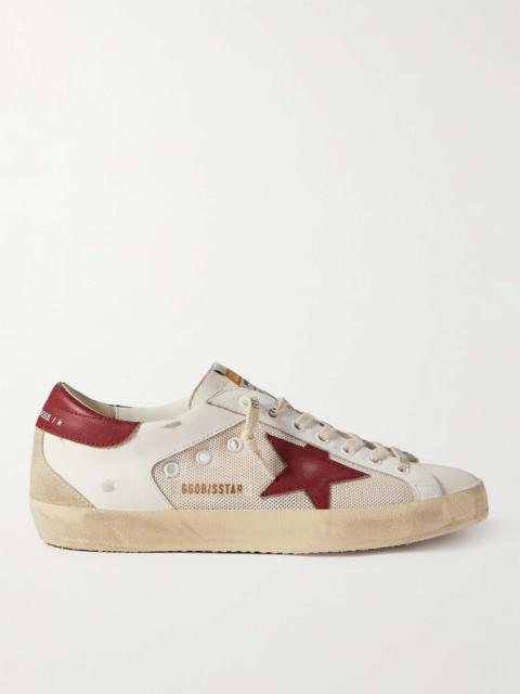 Superstar Distressed Leather and Suede Sneakers