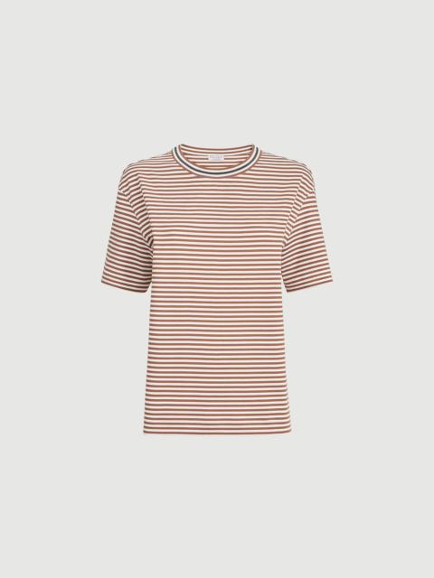 Brunello Cucinelli Striped cotton jersey t-shirt with precious neckline